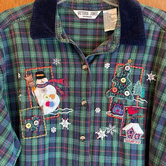 Victoria Jones Woman Winter Christmas Button Up Shirt Sz 26W - Picture 6 of 7